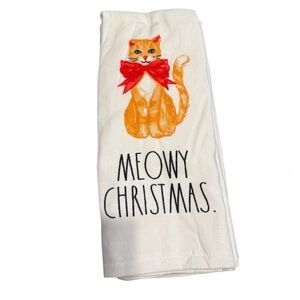 Gift Bundle Set of 3 Rae Dunn Meowy Christmas Cat Holiday Kitchen Towels NWT